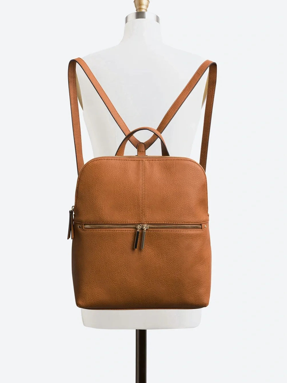 Market & Spruce Dara Zipper Cognac Faux Leather Backpack